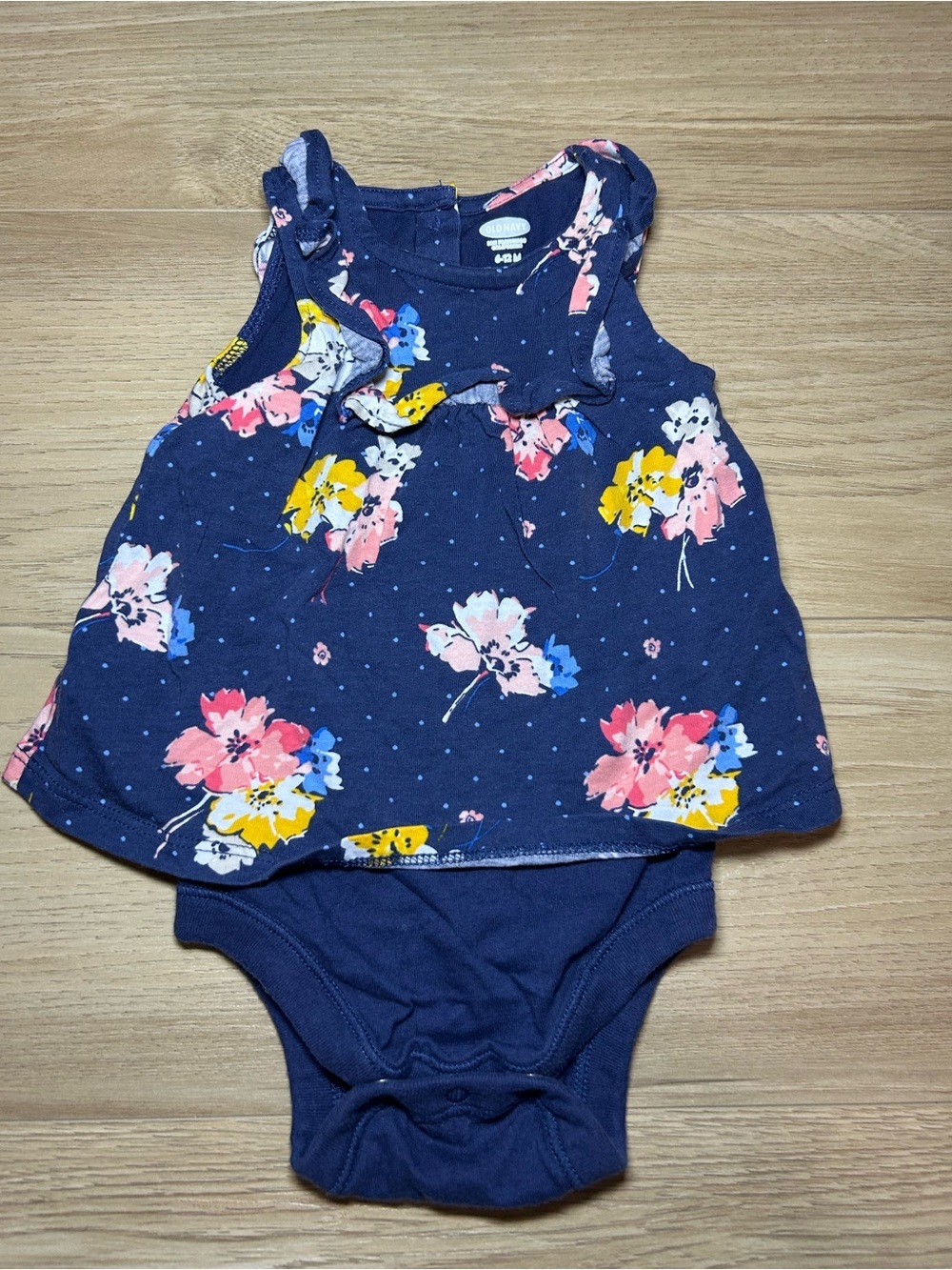 Old Navy Navy Floral Ruffle One-Piece